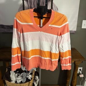 Tommy Hilfiger Women’s Striped V-Neck Long Sleeve